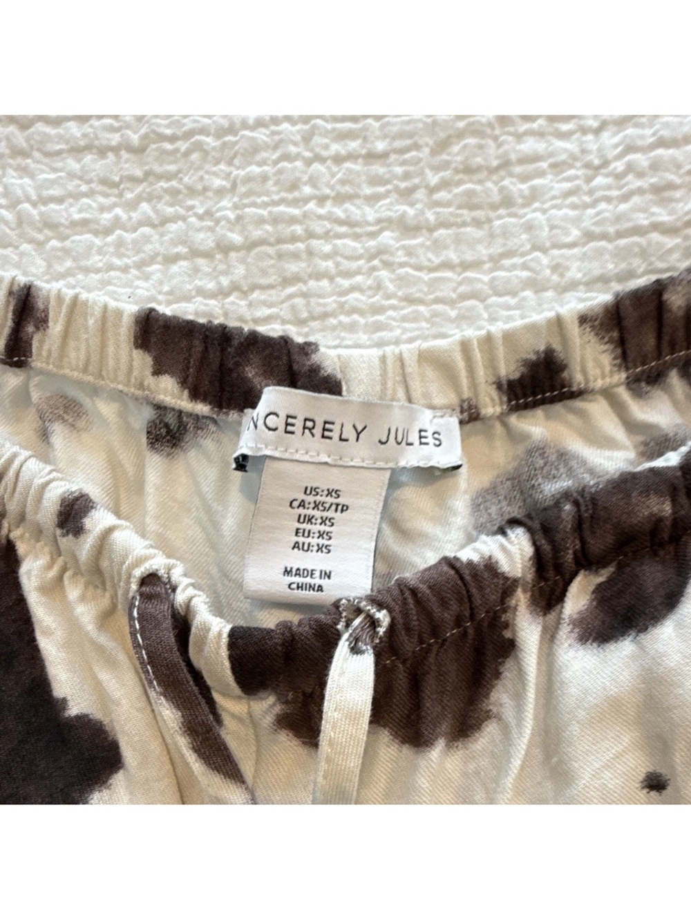 Sincerely Jules Cream and Brown Tie-Dye Lounge Pants